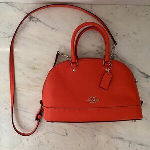 COACH leather dome crossbody in Bright red/orange color